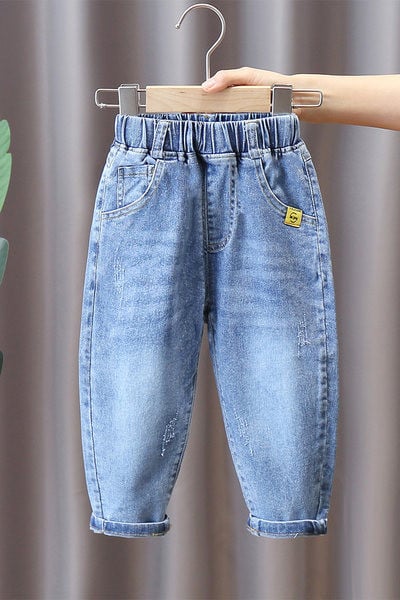 Vaikiški elastiniai džinsai berniukams - su kišenėmis