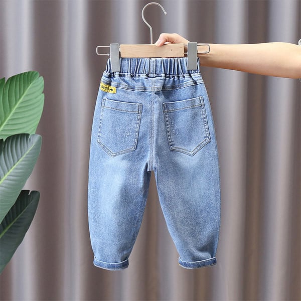 Vaikiški elastiniai džinsai berniukams - su kišenėmis