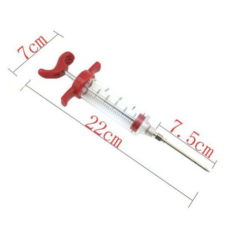 Ízesítő tű BBQ húsfecskendő pác injektor sertés steak hús szószok fecskendők 3 rozsdamentes acél tűvel Konyhai eszközök