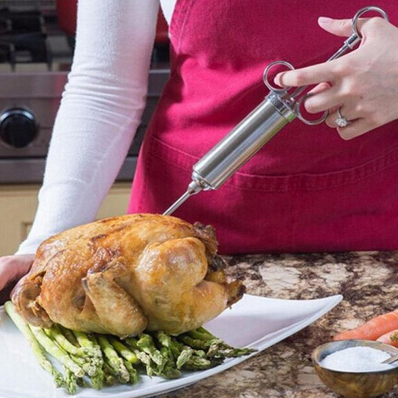 Marinato švirkštas 60 ml marinato purkštukas 304 maisto klasės nerūdijančio plieno kalakutienos kepsnių mėsos prieskonių purkštukas ant grotelių