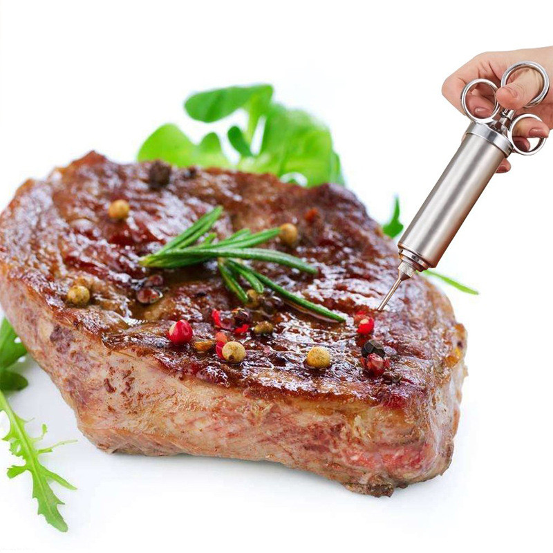 2db/tétel Kolbászhús fecskendős pác befecskendező bél a kolbászfúvókához rozsdamentes acél pulyka fűszerező fecskendő tűkészlet ZCF027