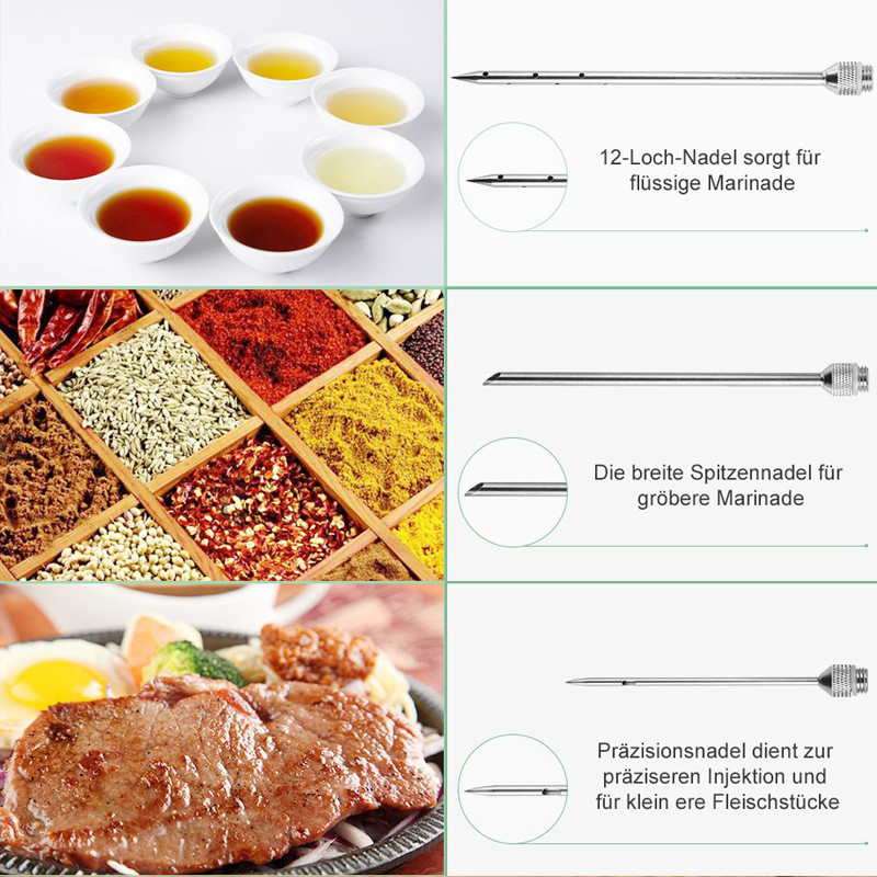 2db/tétel Kolbászhús fecskendős pác befecskendező bél a kolbászfúvókához rozsdamentes acél pulyka fűszerező fecskendő tűkészlet ZCF027