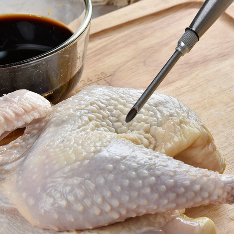 Ace pentru grătar Injector de marinată din oțel inoxidabil pentru condimente pentru curcan Pompă din silicon Ustensile Injector pentru grătar pentru gătit