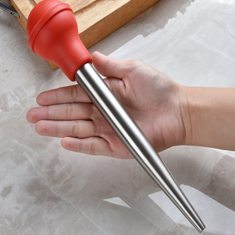 Ace pentru grătar Injector de marinată din oțel inoxidabil pentru condimente pentru curcan Pompă din silicon Ustensile Injector pentru grătar pentru gătit
