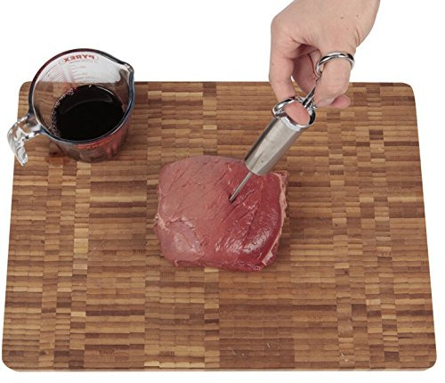 Kiváló minőségű rozsdamentes acél húsinjektorkészlet 2 uncia nagy űrtartalmú hordóval és 2 professzionális páctűvel (00255)