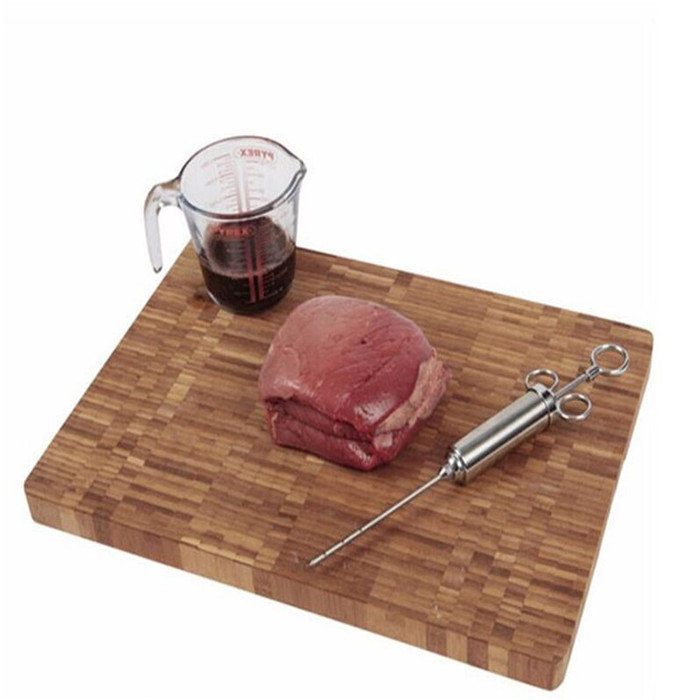 Kiváló minőségű rozsdamentes acél húsinjektorkészlet 2 uncia nagy űrtartalmú hordóval és 2 professzionális páctűvel (00255)