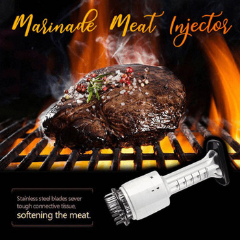 НОВА Игла за омекотяване на месо ABS+неръждаема стомана Инжектор за пържола Месо Инжектор за марината Ароматна спринцовка Кухня Барбекю Бекон Джаджи Инструменти за месо