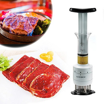 Професионален уред за омекване на месо 2 в 1 Инжектор за марината BBQ Месен стек Тендеризатор за сос от говеждо месо с игла от неръждаема стомана