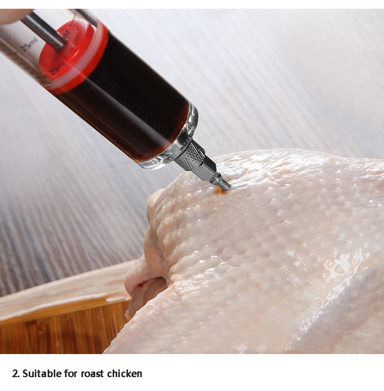Ac de aromă Turcia Grătar Carne Injector de aromă Ace din oțel inoxidabil Seringă de condimente Sos de bucătărie Accesoriu pentru seringă de marinată