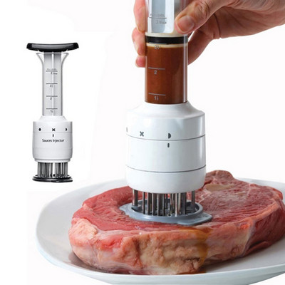 Nerūsējošā tērauda gaļas inžektors adatas gaļas mīkstinātājs marināde gaļas aromāts šļirces inžektori virtuves gaļas rīki BBQ ballīšu sīkrīki