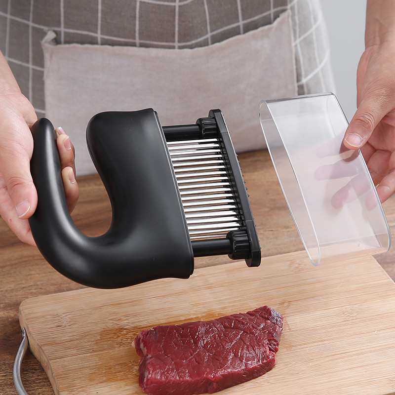 Új 48 pengés tűhús puhító rozsdamentes acél kés Hús Beaf steak kalapáccsal puhító kalapácsos főzőeszközök