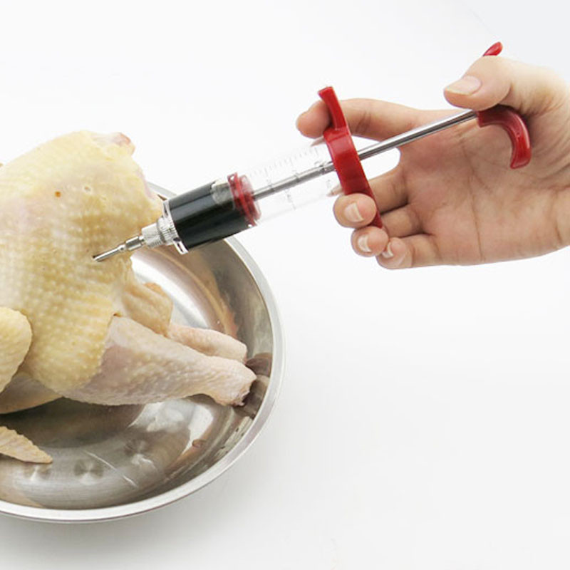 1 buc injector de marinată de 30 ml + 5 buc set de ac injector de marinată din oțel inoxidabil pentru aromă de marinată de carne injector de gătit