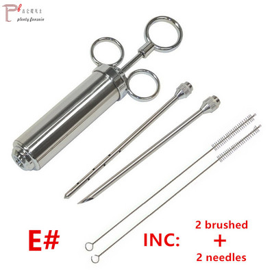 Grătar din oțel inoxidabil Injector de condimente pentru marinată de 2 oz Injector de carne de curcan pentru păsări de curte Seringă de gătit pentru grătar Injecție 2-5 ace