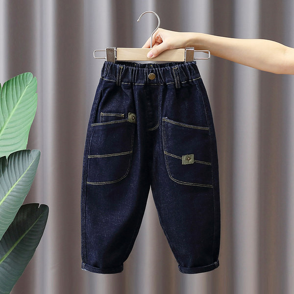 Rudeniniai džinsai berniukams su kišene ir sagomis