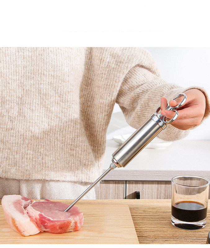 3 igle od nehrđajućeg čelika Kit za ubrizgavanje marinade za meso Grill puretina BBQ Začini Umak Okus Igla Dodatak za špricu za kuhanje