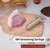 Injektor za puretinu za marinadu, kapacitet od 2 unce sa 6 igala, silikonska četka, šprica za ubrizgavanje začina za roštilj od nehrđajućeg čelika