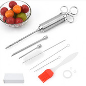 Nove igle od nehrđajućeg čelika Set štrcaljki za začine BBQ Injektor okusa mesa Kuhinjski umak Šprica za marinadu Pribor