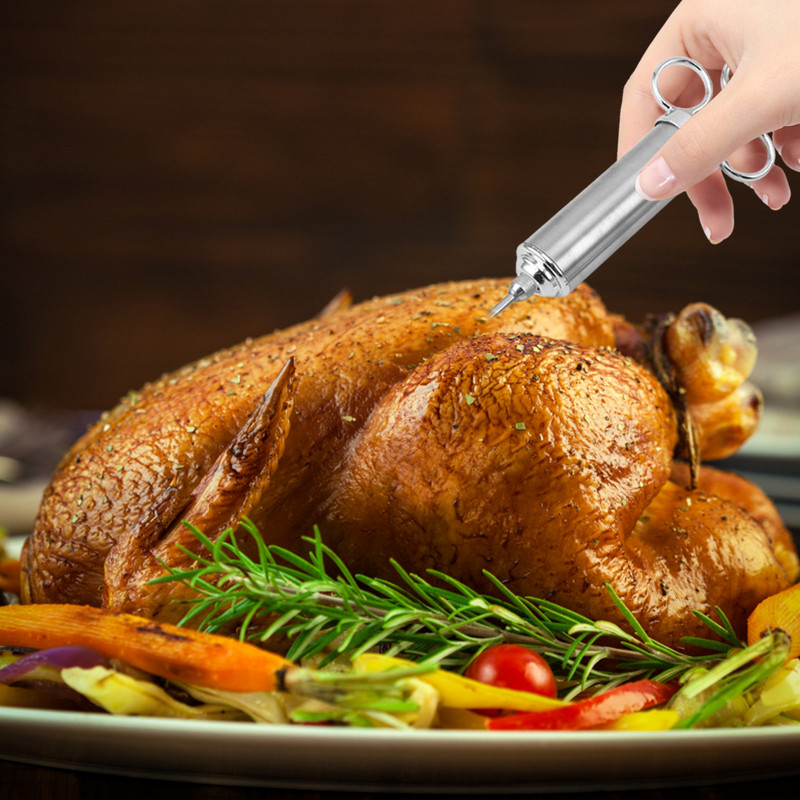 Nove igle od nehrđajućeg čelika Set štrcaljki za začine BBQ Injektor okusa mesa Kuhinjski umak Šprica za marinadu Pribor