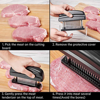 Инструмент за омекване на месо с 48 неръждаема стомана с ултра остри остриета за готвене Инструмент за готвене за омекване на марината BBQ Максимизиране на вкуса
