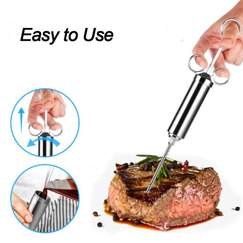 Marinatas mėsos purkštukas nerūdijančio plieno mėsos purkštukas švirkštas virtuvės reikmenys kalakutienos prieskonių purkštukas BBQ kepimo įrankis