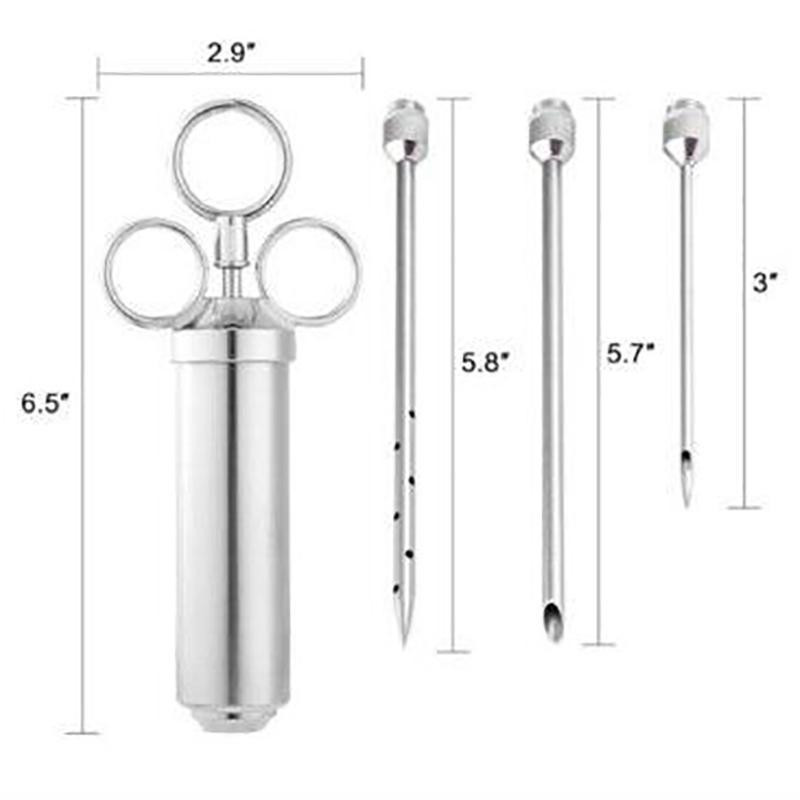 Marinatas mėsos purkštukas nerūdijančio plieno mėsos purkštukas švirkštas virtuvės reikmenys kalakutienos prieskonių purkštukas BBQ kepimo įrankis