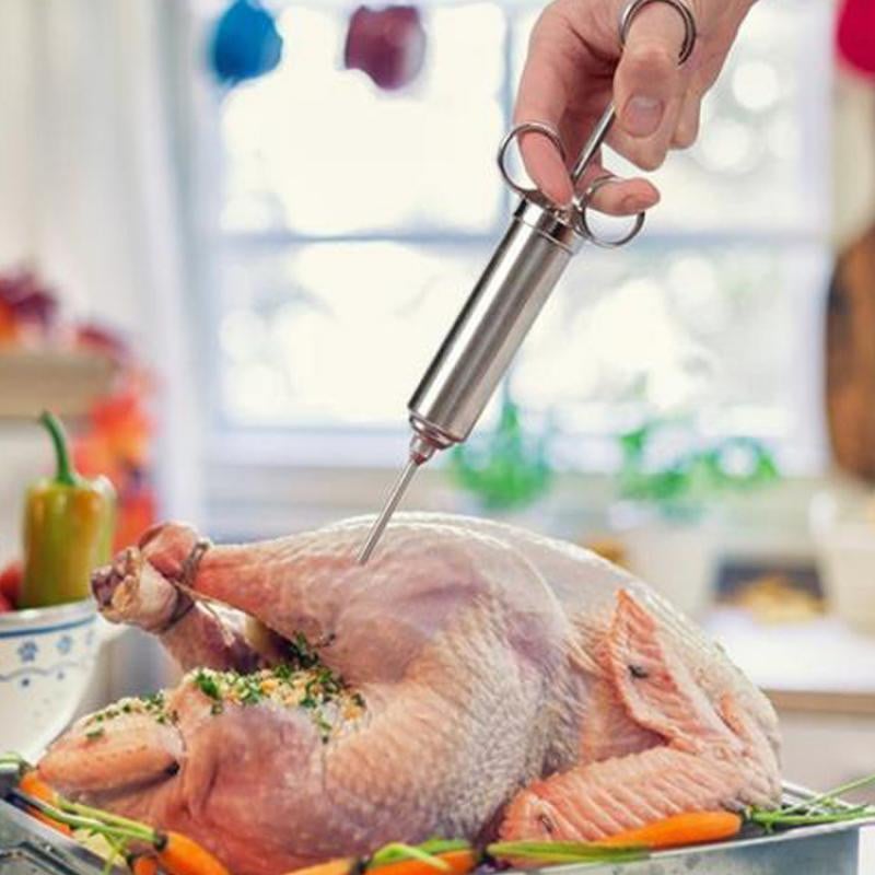 Marinatas mėsos purkštukas nerūdijančio plieno mėsos purkštukas švirkštas virtuvės reikmenys kalakutienos prieskonių purkštukas BBQ kepimo įrankis
