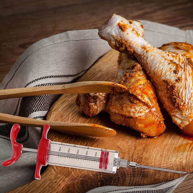 Maisto klasės nerūdijančio plieno adatų prieskonių švirkštų rinkinys BBQ padažo švirkštas virtuvės padažas marinato švirkštas