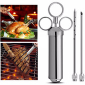 2 OZ Injektor za začine od nehrđajućeg čelika Perad Injektor za marinadu za puretinu s 2 igle Kuhinjski alati za roštiljanje