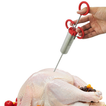 2OZ Инжектор за подправки от неръждаема стомана Птиче месо Инжектор за вкус на марината за Турция с 2 игли Кухненски инструменти за готвач на барбекю