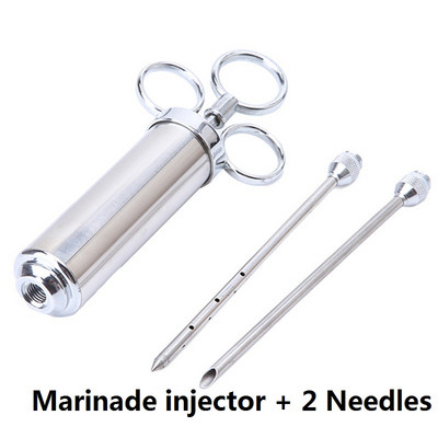 2 OZ Injektor za začine od nehrđajućeg čelika Perad Injektor za marinadu za puretinu s 2 igle Kuhinjski alati za roštiljanje
