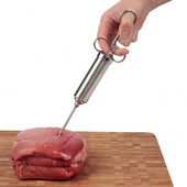 2 OZ BBQ fűszerezés befecskendező rozsdamentes acél baromfi pulyka pác ízesítésű fecskendő két tűvel Húsfőzéshez Kempingeszközök