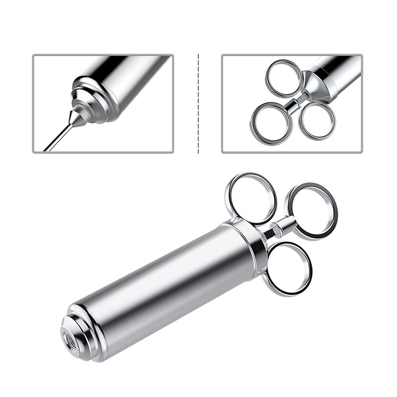 2 OZ Injektor za začine za roštilj Štrcaljka s okusom marinade za perad od nehrđajućeg čelika s dvije igle Alati za kampiranje