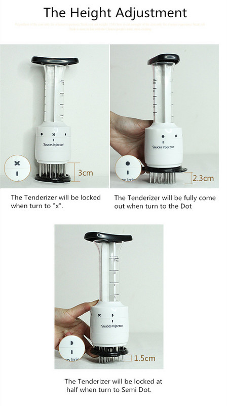 Ac pentru fragezirea cărnii ABS + friptură din oțel inoxidabil Injector pentru carne de pui Seringă cu aromă de marinată Ustensile pentru carne