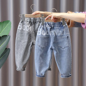 Pavasara zēnu džinsi ar kabatu un apdruku