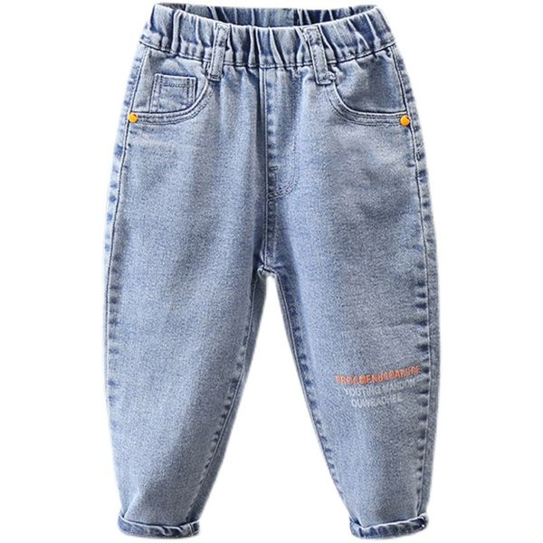 Pavasariniai berniukų džinsai su kišenėmis ir raštu