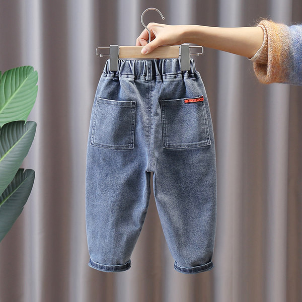 Vaikiškų džinsų elastingas diržas ir kišenė