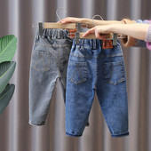Šviesių ir tamsių spalvų vaikiški džinsai su tamprėmis