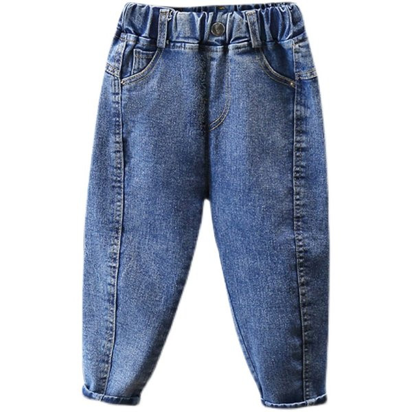 Šviesių ir tamsių spalvų vaikiški džinsai su tamprėmis