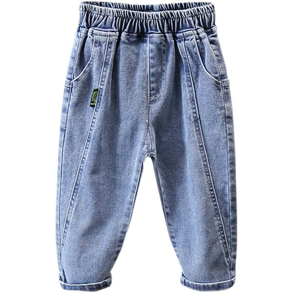 Vaikiški džinsai berniukams elastingu juosmeniu ir kišene
