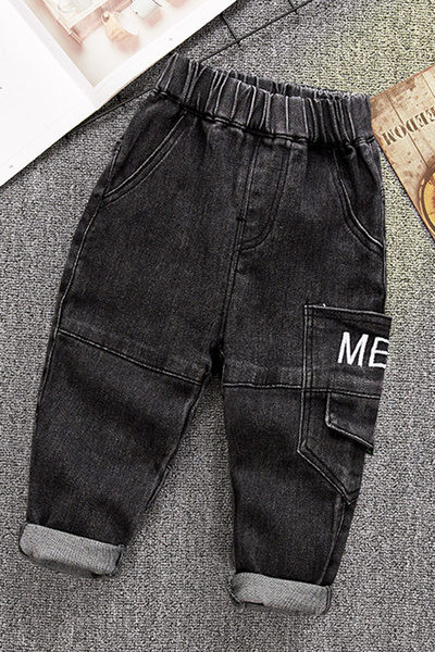 Vaikiški džinsai su kišenėmis ir siuvinėjimais
