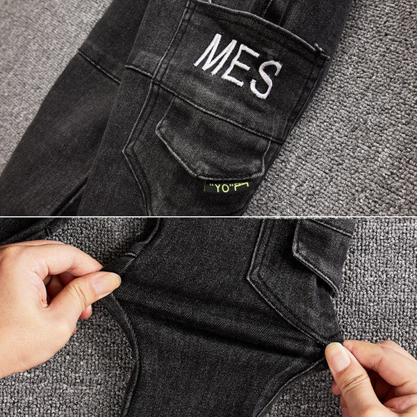 Vaikiški džinsai su kišenėmis ir siuvinėjimais