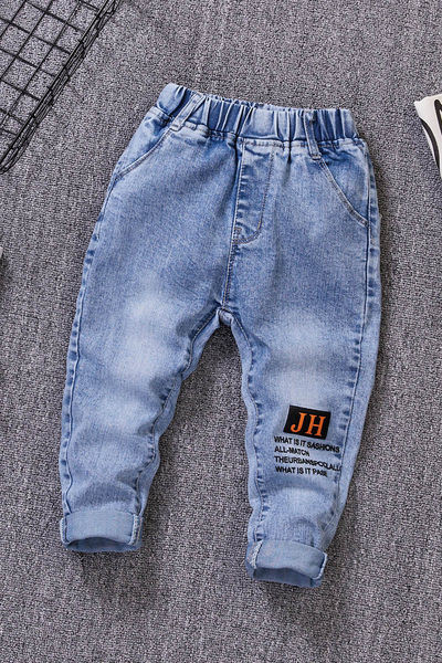 Blugi pentru copii elastici pentru baieti cu elastic si buzunar