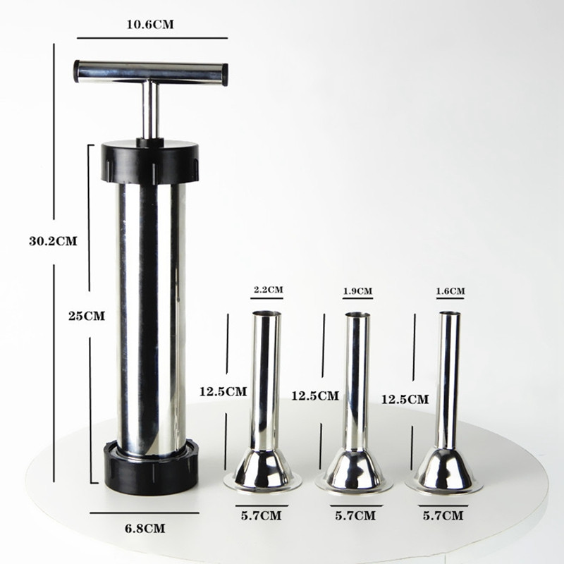Seringă de umplere pentru carne Ustensile de bucătărie Mașină manuală de umplut cârnați pentru cârnați din oțel inoxidabil.