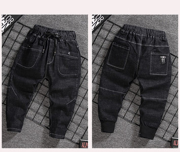 Blugi pentru copii elastici pentru baieti cu cravata