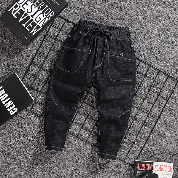 Blugi pentru copii elastici pentru baieti cu cravata