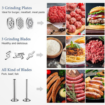 Sausage Maker Stuffer Tubes Kit, Food Grinder Stuffer Tubes Sausage Stuffer Ring παρεμβύσματα για 5 μηχανές κοπής κρέατος Μύλος τροφίμων