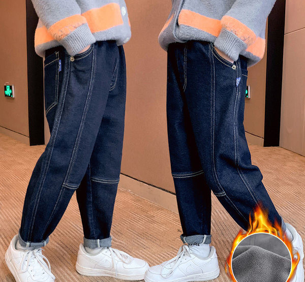 Vaikiški džinsai berniukams su pamušalu