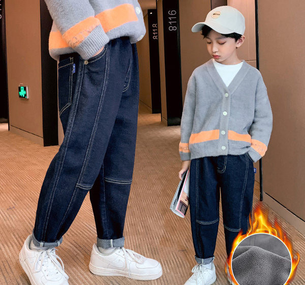 Vaikiški džinsai berniukams su pamušalu