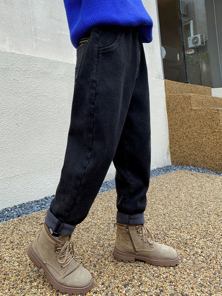 Blugi negri pentru copii cu captuseala