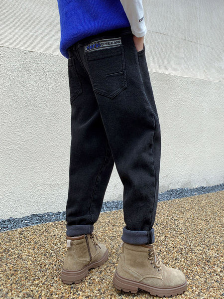 Blugi negri pentru copii cu captuseala